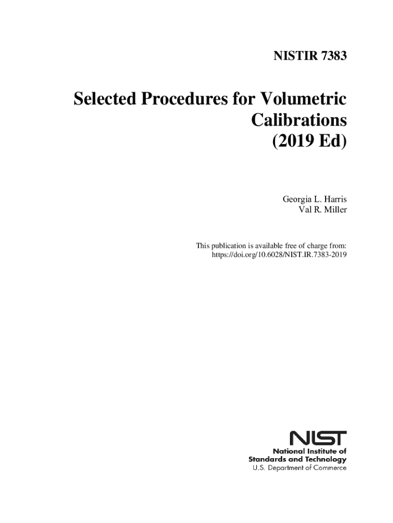 Selected Procedures for VolumetricCalibrationMetrology  Form