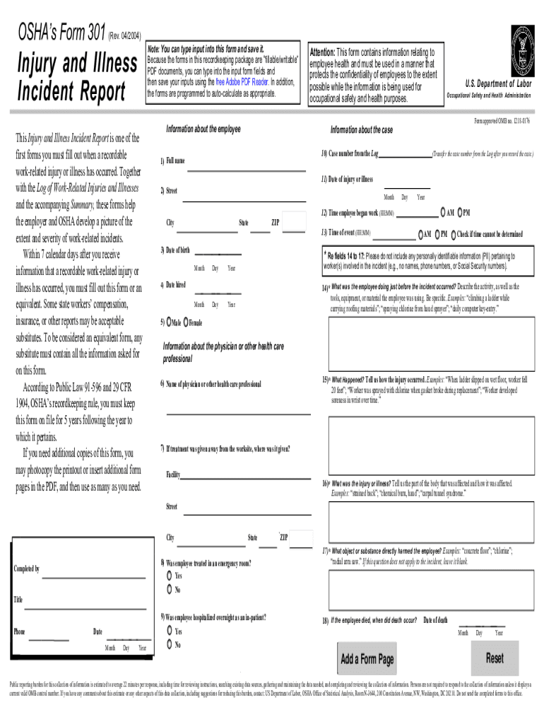 Osha Form 301