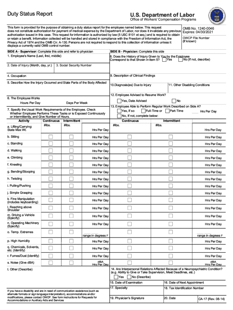 Owcp 1168  Form