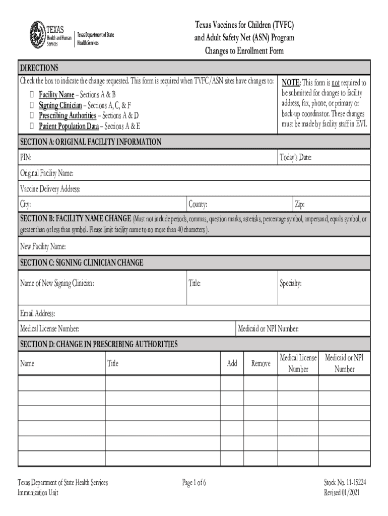  TVFC Program Vaccine Transfer Authorization Form 2021