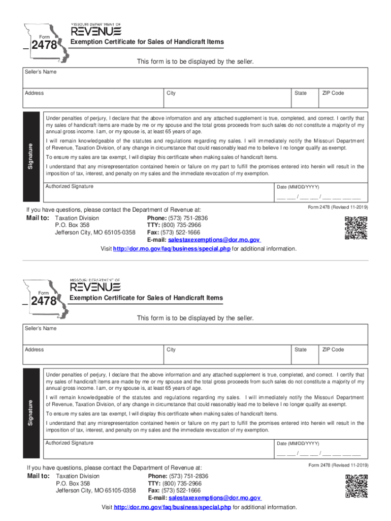 Form 2478 Missouri Department of Revenue