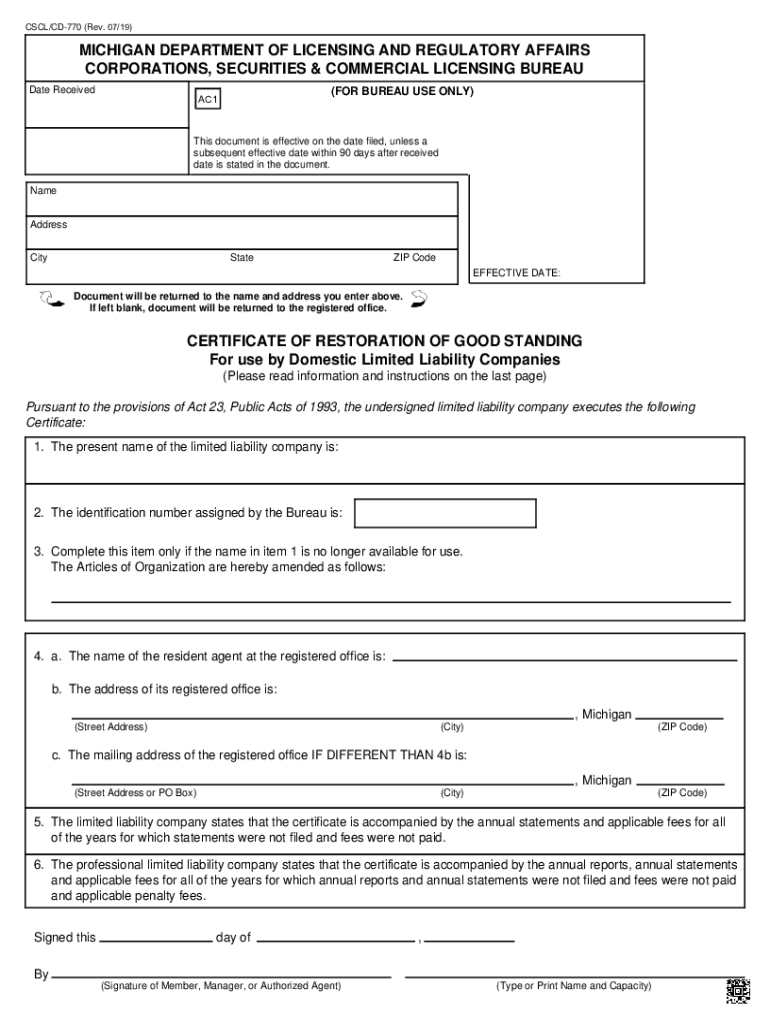  Form CSCLCD 770 Download Fillable PDF or Fill Online 2019