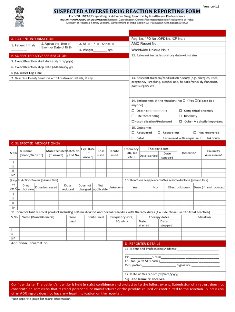 Adr Reporting Form Version 1 3