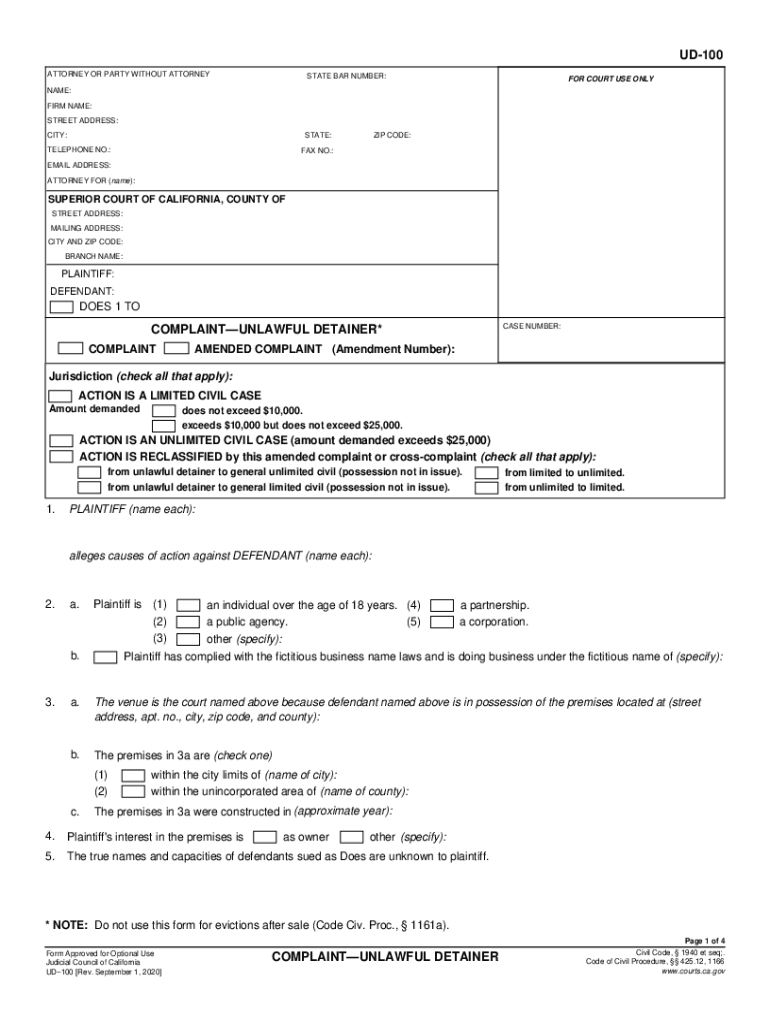 CA UD 100  Form