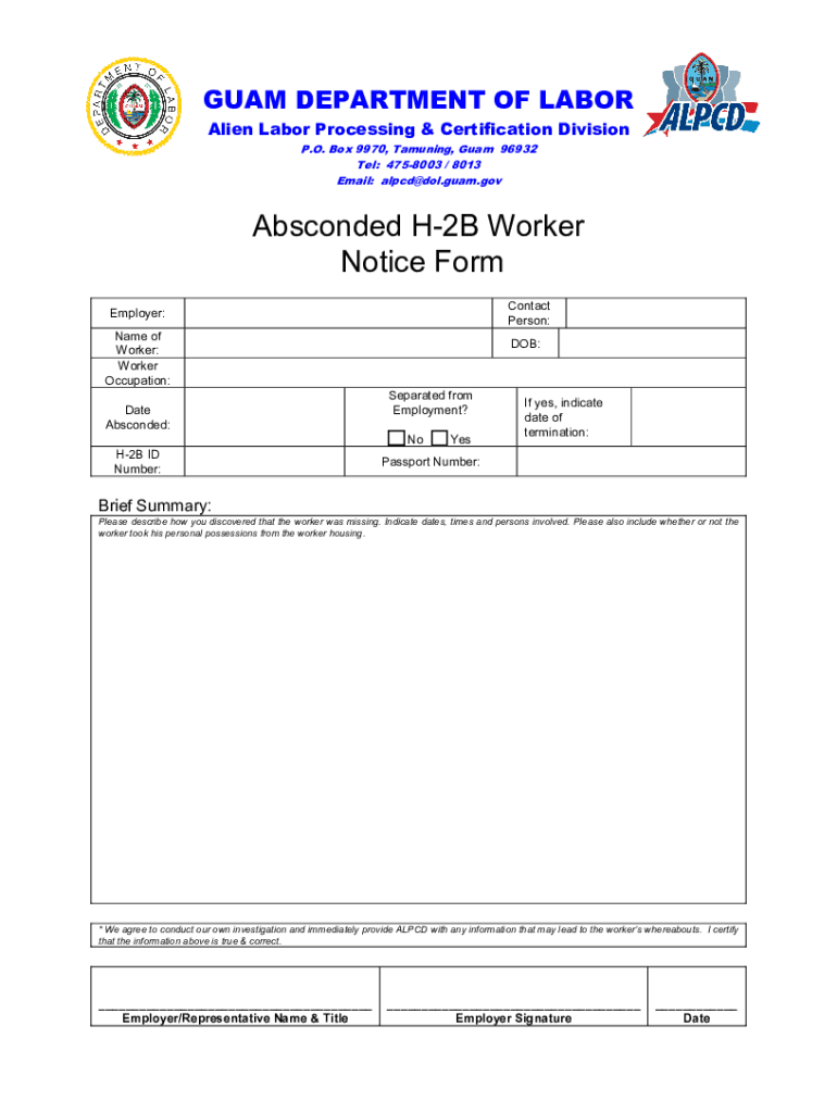 Absconded Worker Form DOC