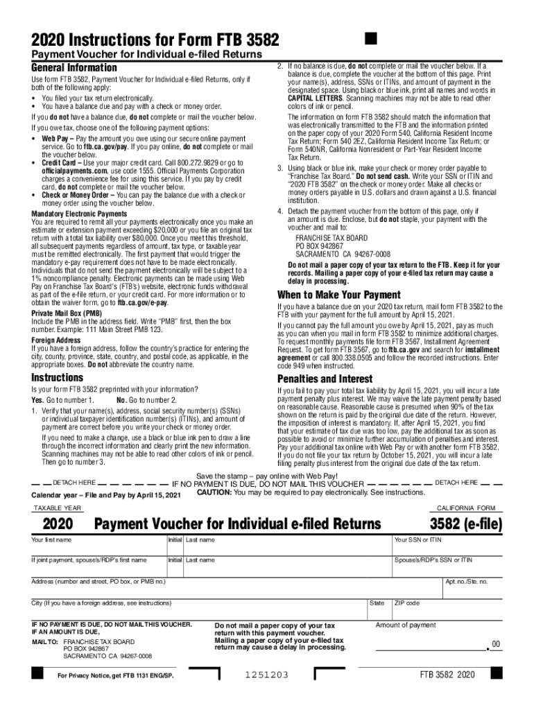  California Form 3582 Instructions ESmart Tax 2020
