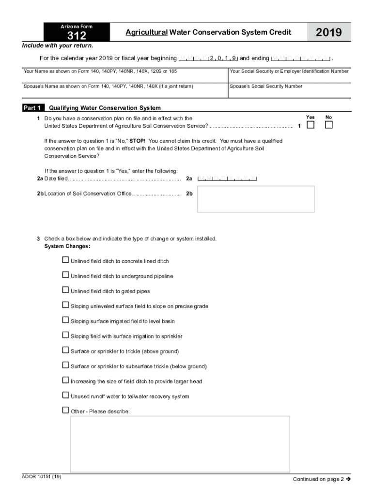  Arizona Form 339 Credit for Water Conservation Systems 2019