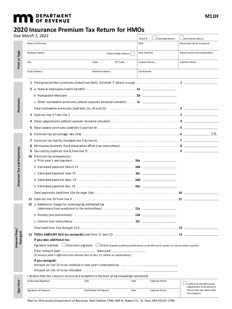  HMO Premium TaxMinnesota Department of Revenue 2020