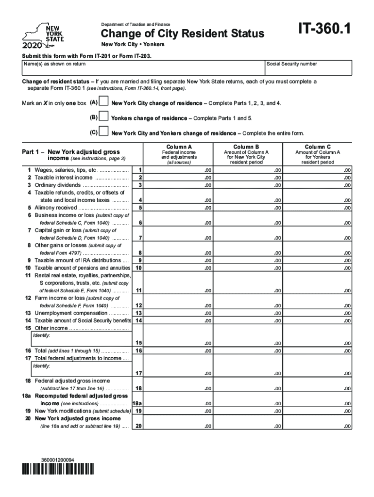  Form it 360 1 Change of City Resident Status Year 2020