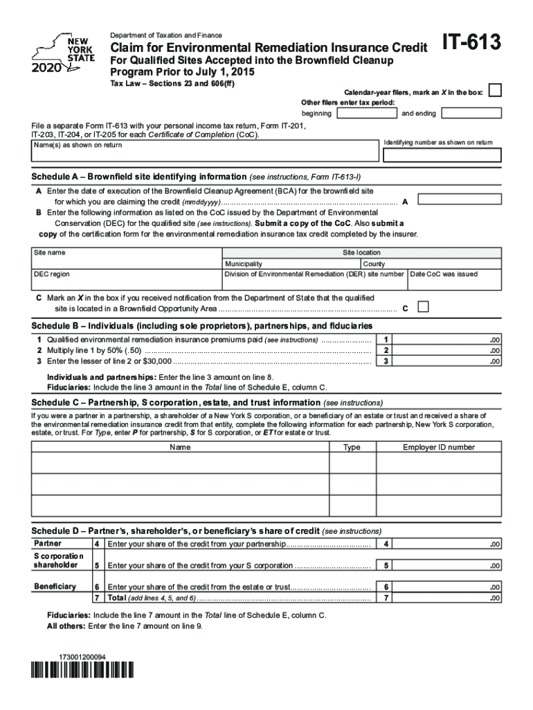  Department of Taxation and Finance Claim for Environmental 2020