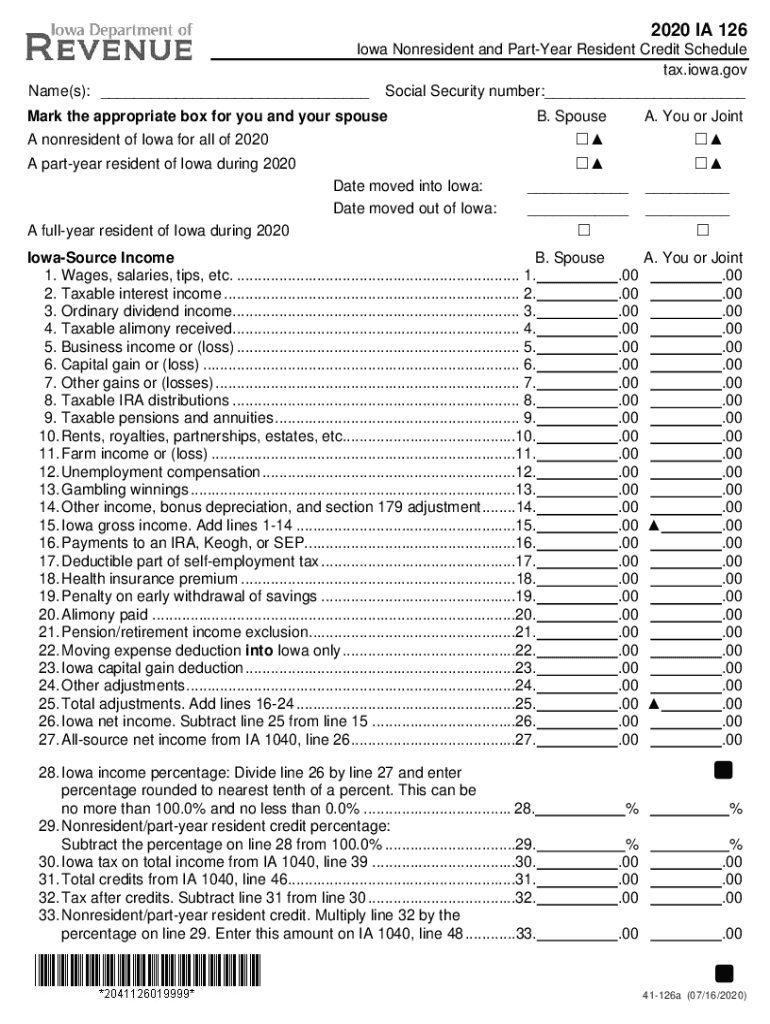  Iowa Ia 126 Form 2020