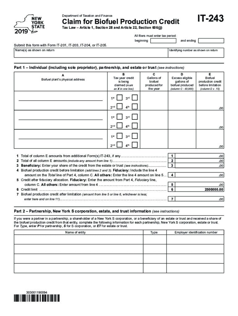 Nys Form It243 Fill and Sign Printable Template OnlineUS