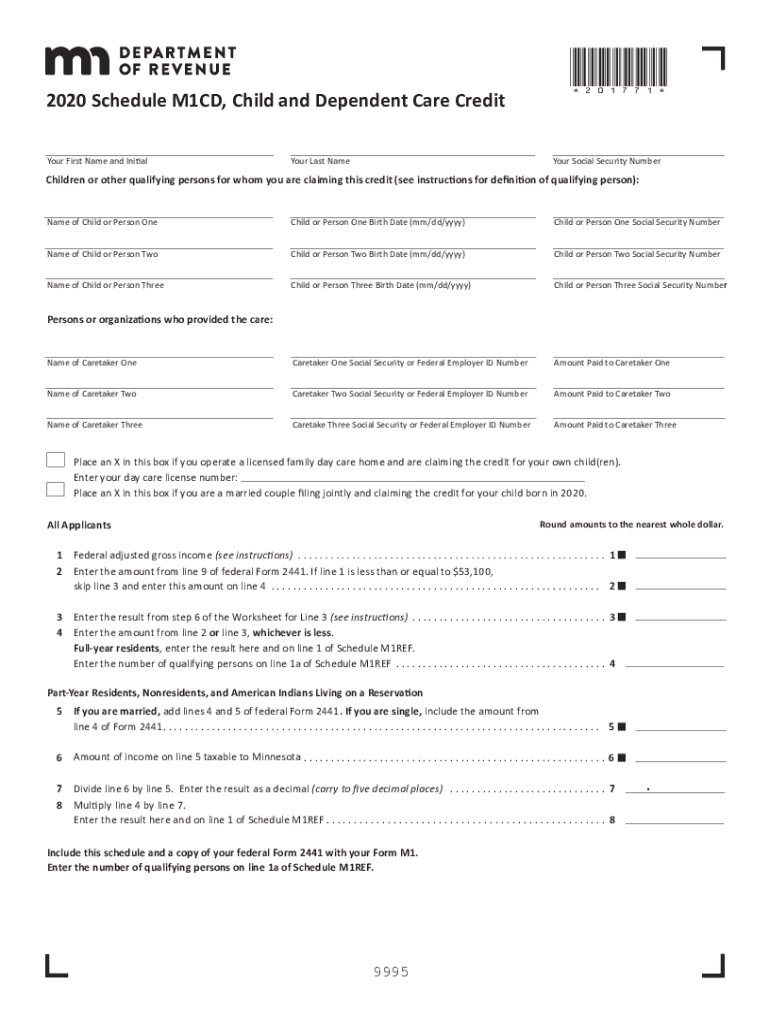  Child and Dependent Care CreditMinnesota Department of Revenue 2020