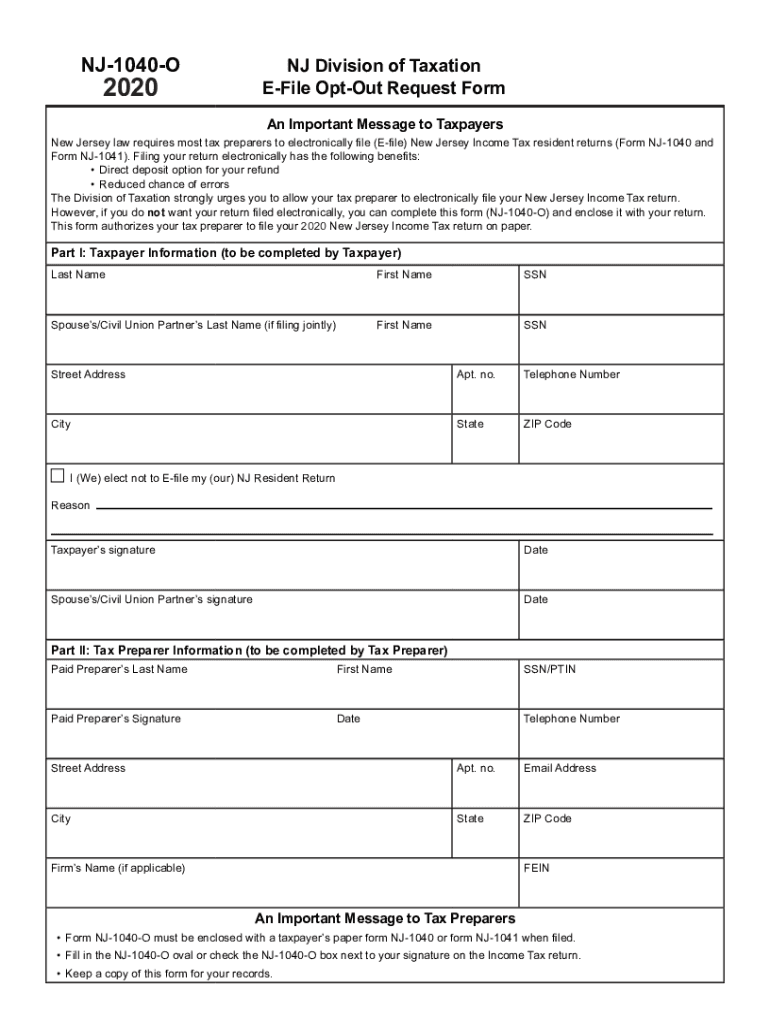  New JerseyE File Opt Out Request Form Tax Brackets Org 2020