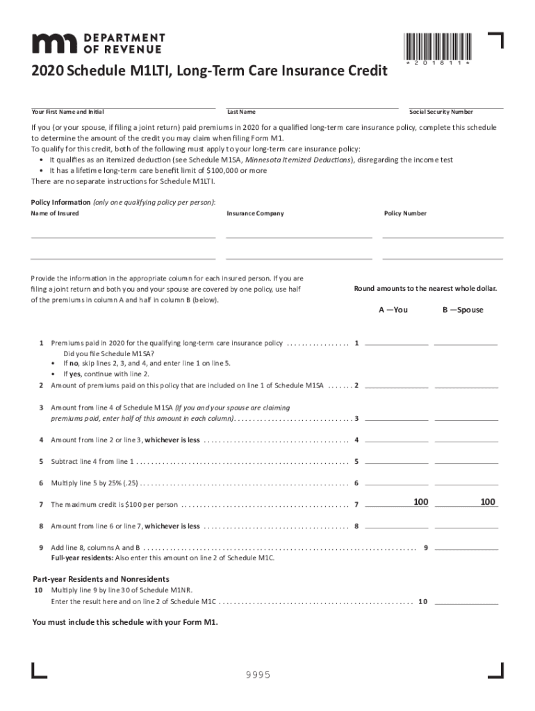  Long Term Care Insurance CreditMinnesota Department of Revenue 2020