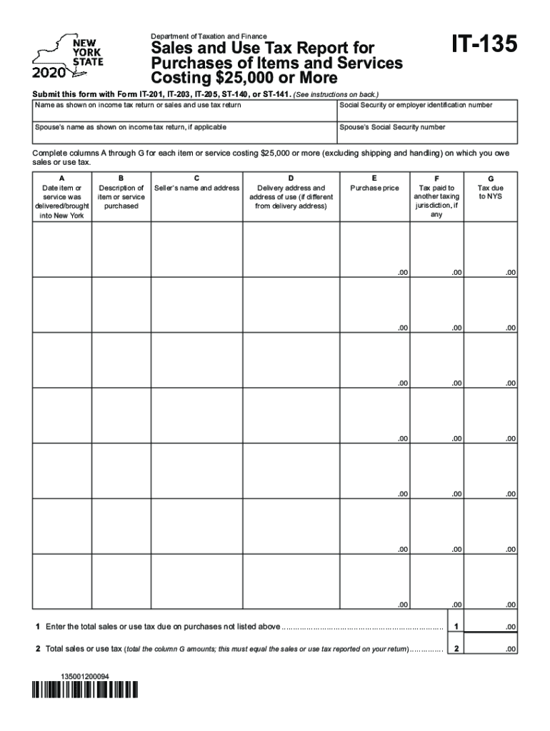  Form it 135 Download Fillable PDF or Fill Online Sales and 2020