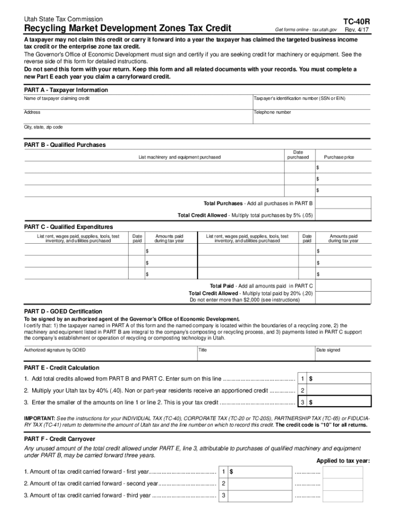Utah Tax 20172024 Form Fill Out and Sign Printable PDF
