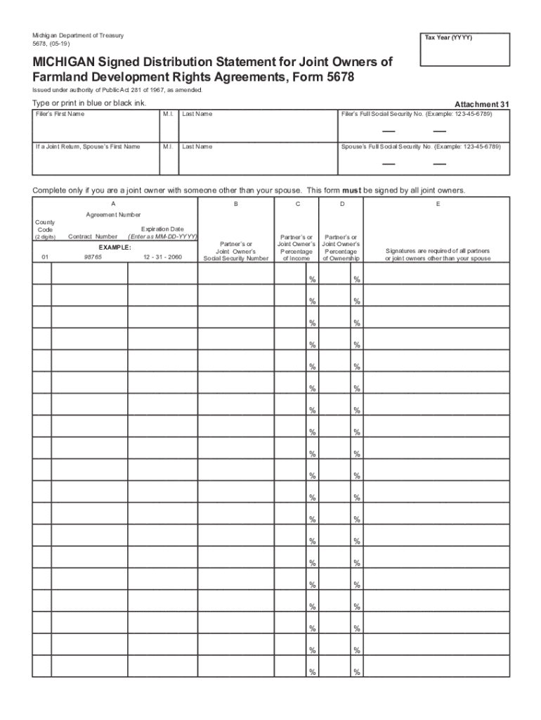 Michigan Form 5678 Signed Distribution Statement for Joint