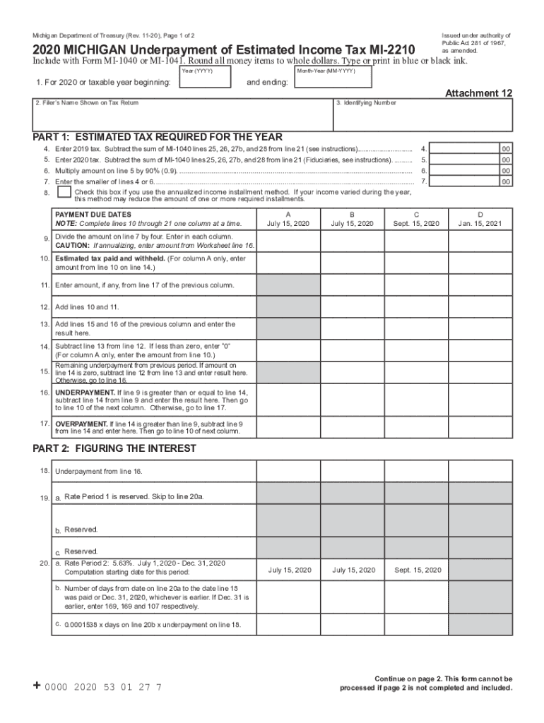  Make Michigan Individual Income Tax E PaymentsMICHIGAN Net Operating Loss MI 1045Michigan Form MI 1040 Individual Income Tax Ret 2020