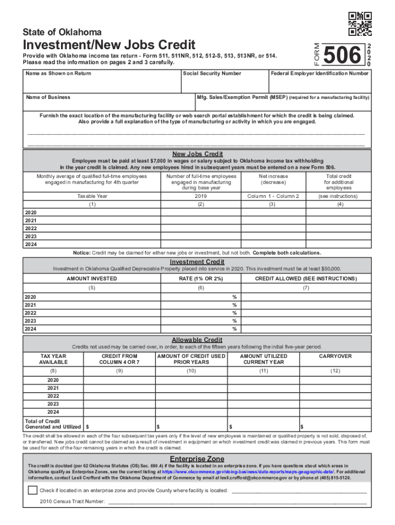  InvestmentNew Jobs Tax Credit PackageOklahoma Department 2020