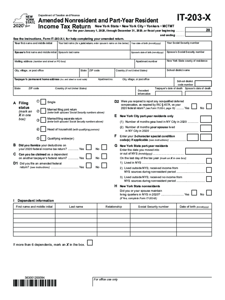  Instructions for Form it 203 Nonresident and Part Year 2020