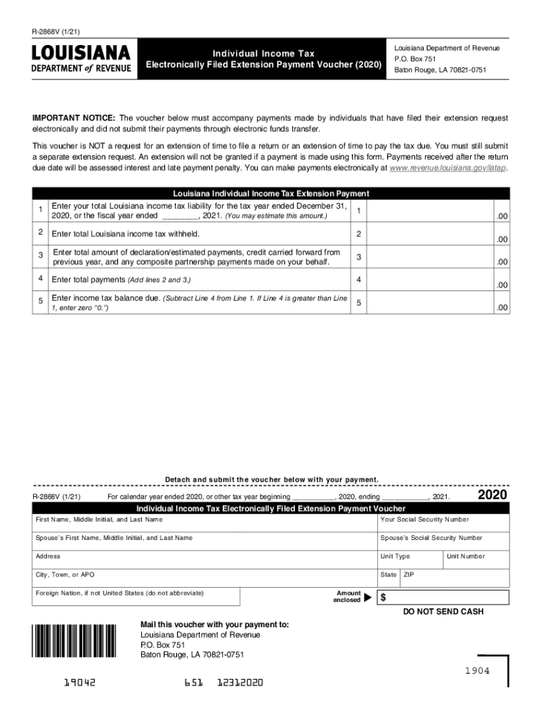  R 2868V SD 121 Louisiana Department of Revenue Individual 2020