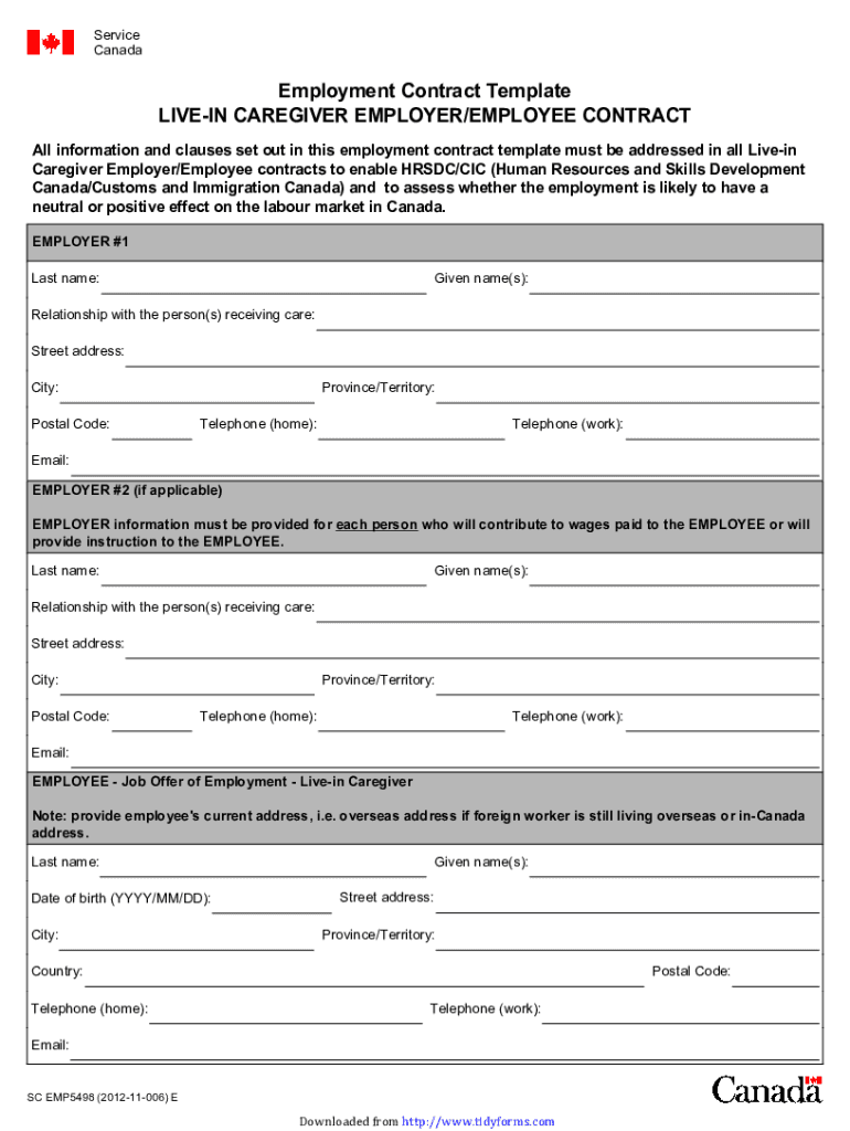  Live in Caregiver Program Mandatory Employment Contract Live in Caregiver Program Mandatory Employment Contract SCHEDUAL I TEMPO 2012-2024