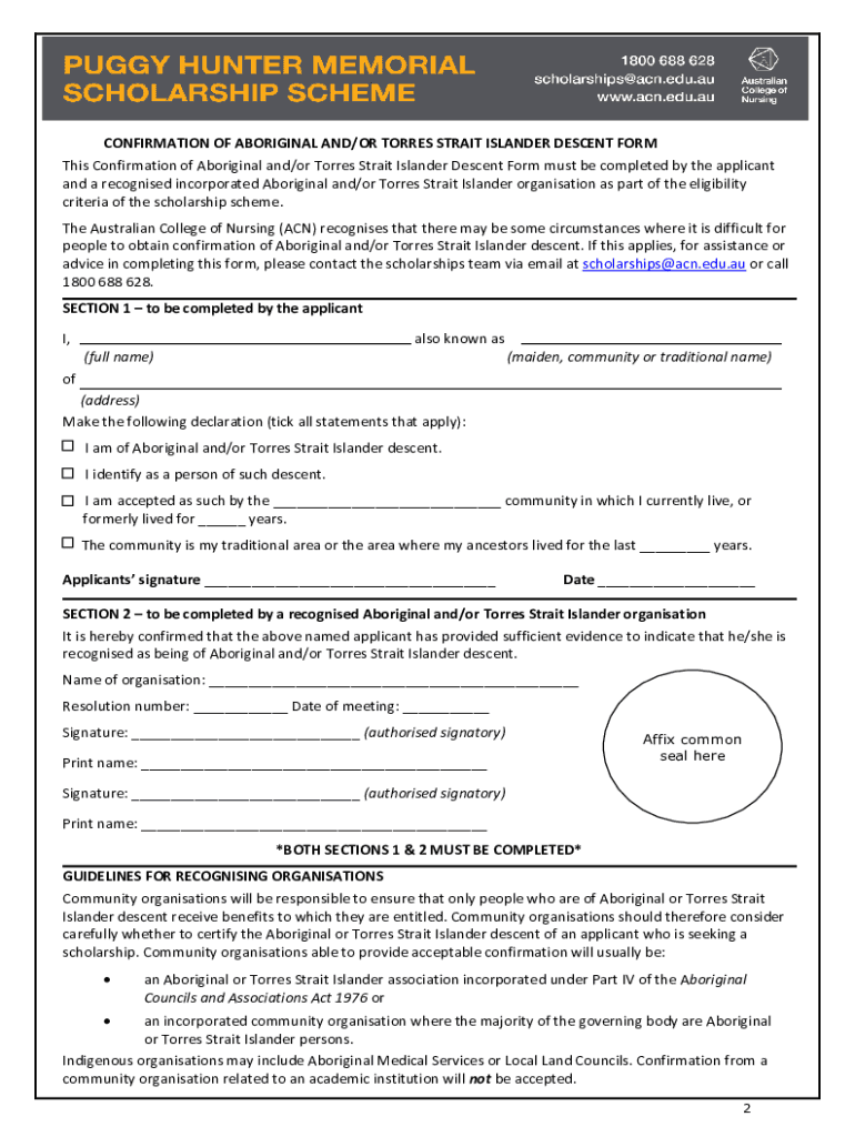 Proof of AboriginalityAIATSISConfirmation of Aboriginality or Torres Strait Islander Proof of AboriginalityAIATSISConfirmation O  Form