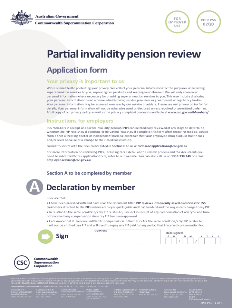 Invalidity Benefits for Current and Former Members of the