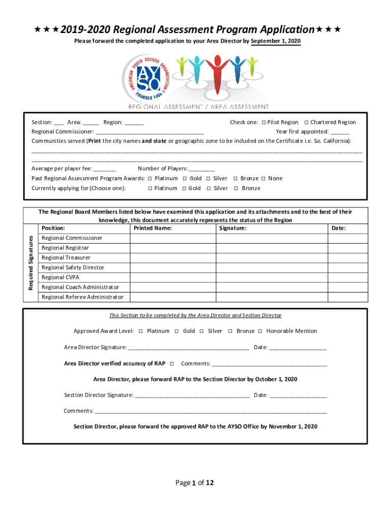 Regional Assessment Program Form