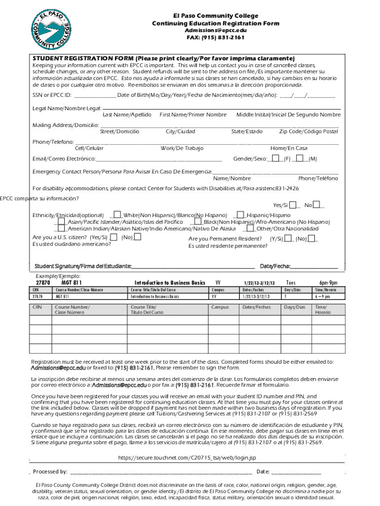 EPCC Admissions &amp; Aid Admissions Forms