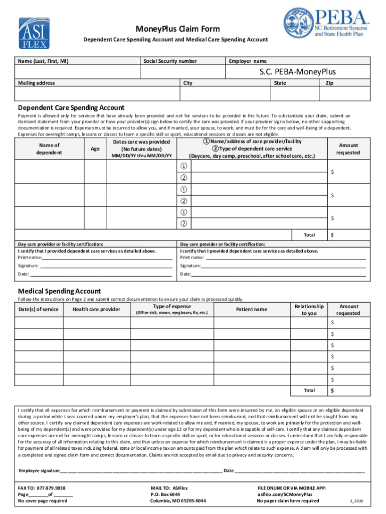  MoneyPlus Claim Form HomeS C PEBA 2020-2024