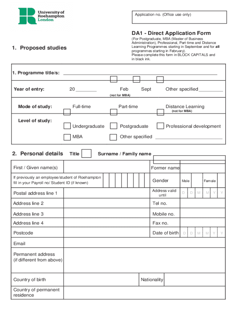 Roehampton Form