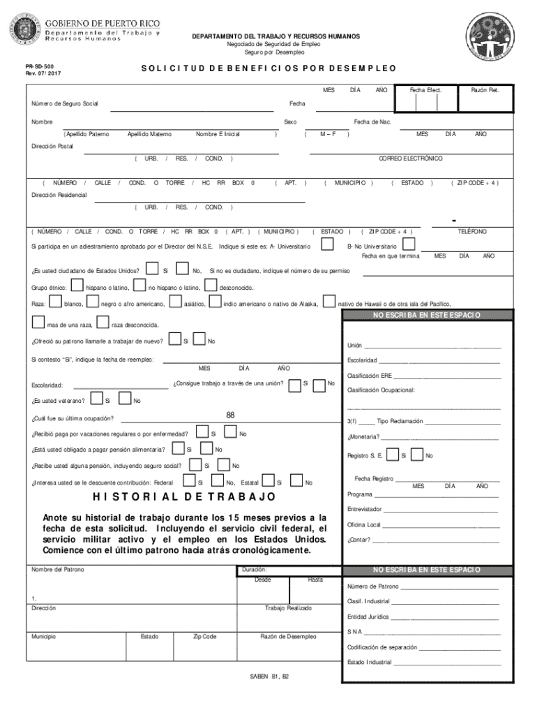 Puerto Rico Unemployment Insurance Claim Form