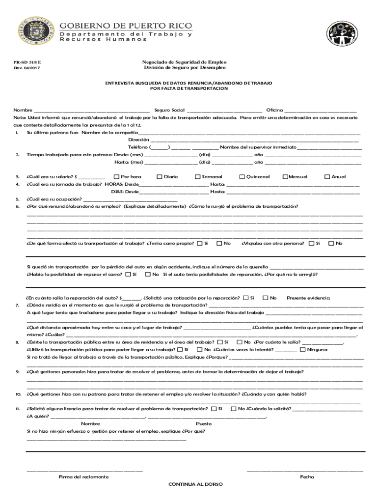 Unemployment Claim Transportation Issue Form