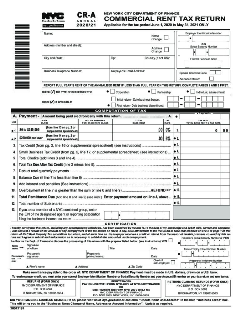 Instructions for Form CR a Nyc Gov