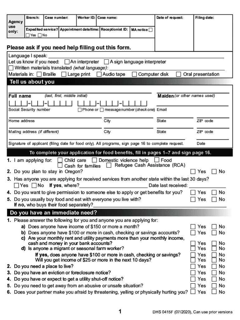 Application for Benefits Georgia Department of Human  Form