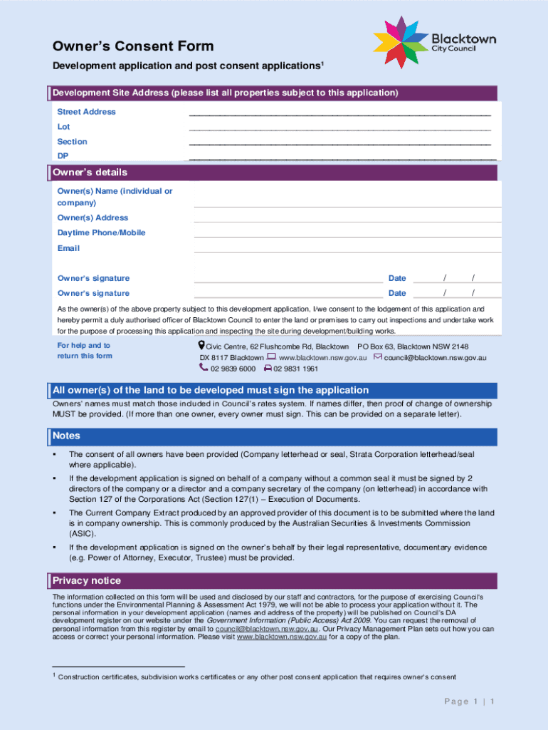 Apply for Development ConsentService NSW Consent Form TemplateSample PDFWordeFormsConsent Form for Publication SpringerConsent L