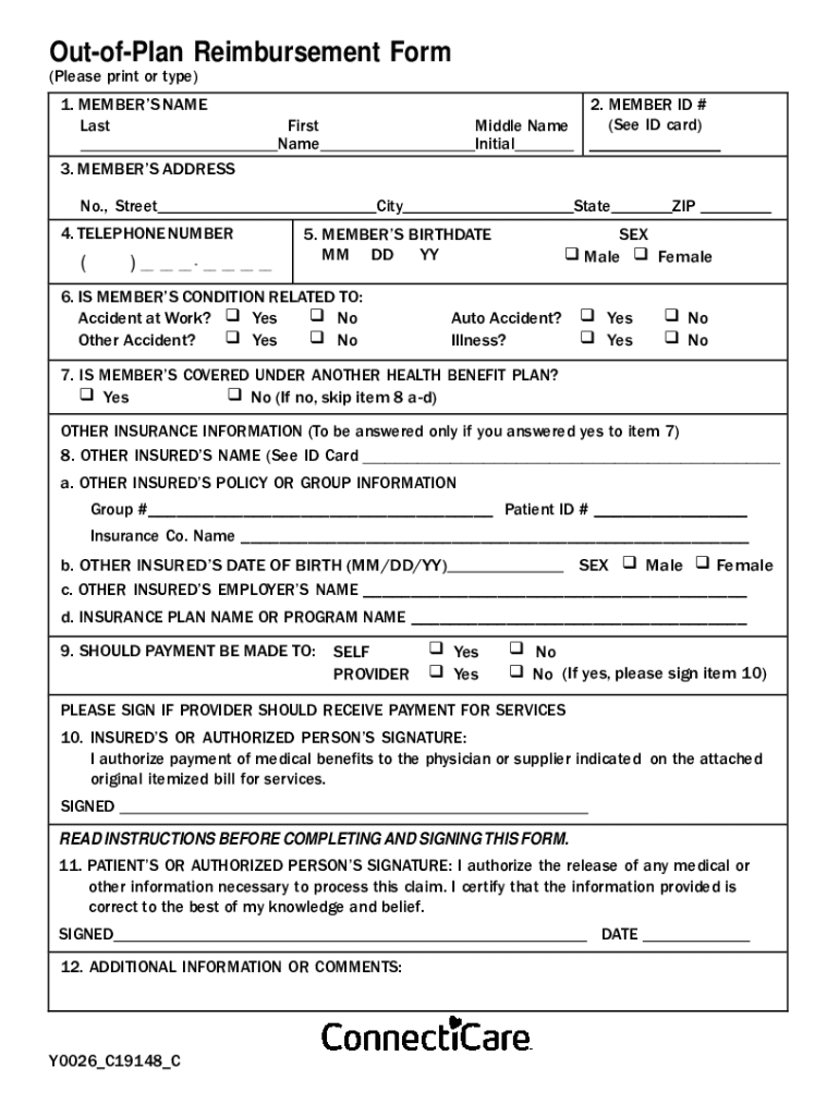 Medicare Advantage Out of Plan Reimbursement Form