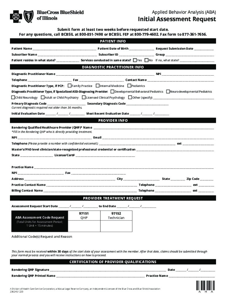 Applied Behavior Analysis ABA Clinical Service Request FormApplied Behavioral Analysis ABA Program Billing GuideApplied Behavior