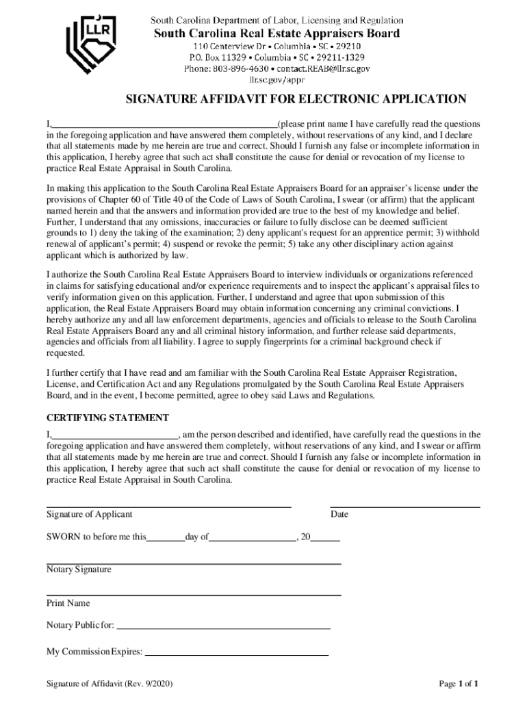 Signature Affidavit with Passport Photo Form