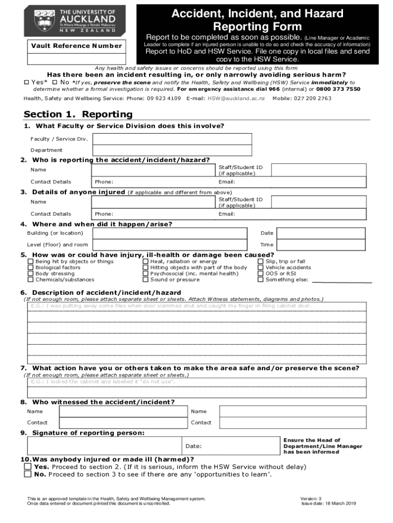  Nz Accident Form 2019-2024