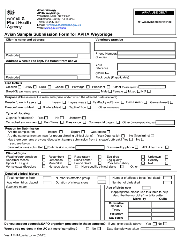 Animal Plant Health Agency  Form