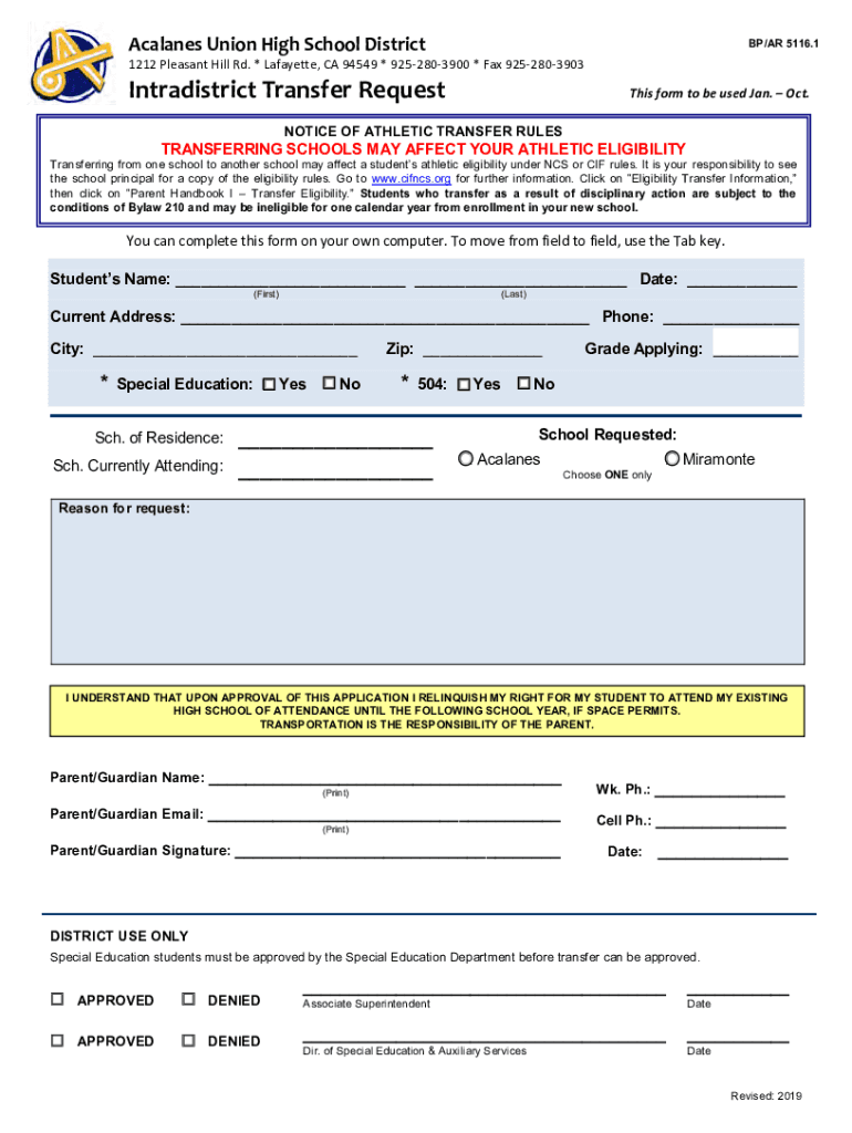 Uniform Complaint Form Acalanes Union High School District
