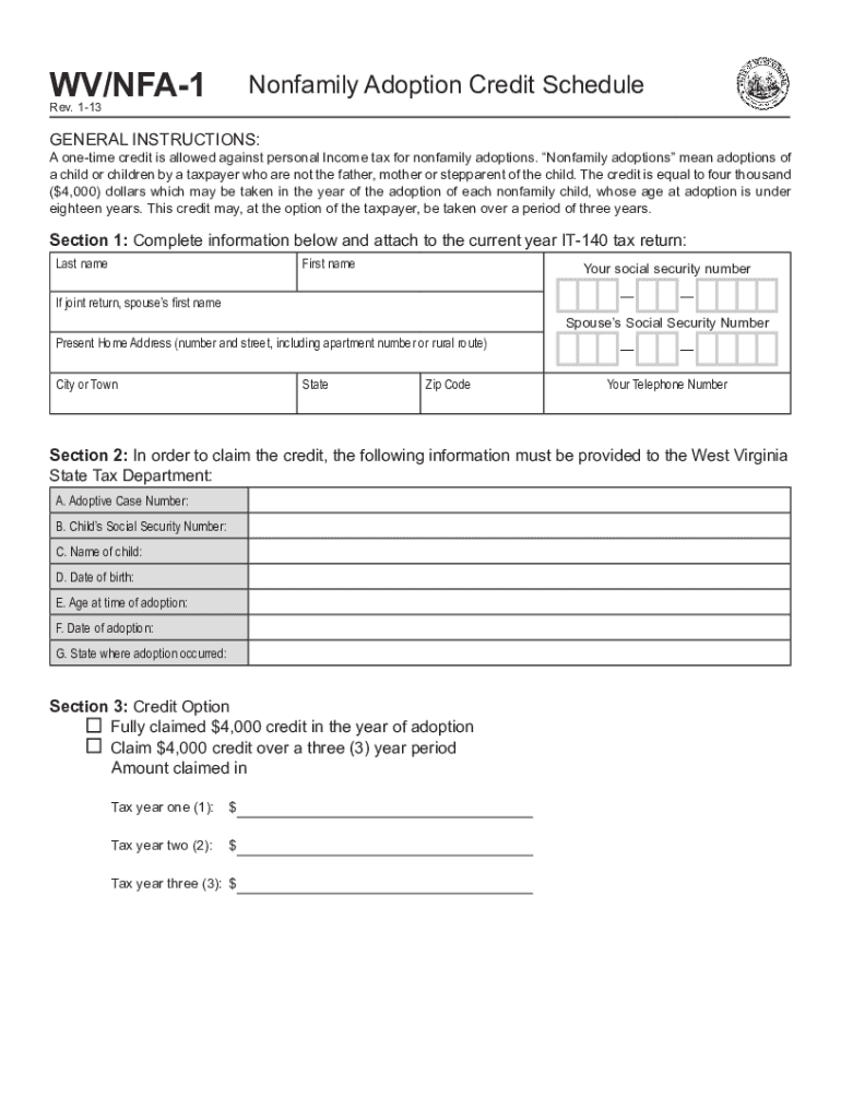WVNFA 1 West Virginia State Tax Department  Form