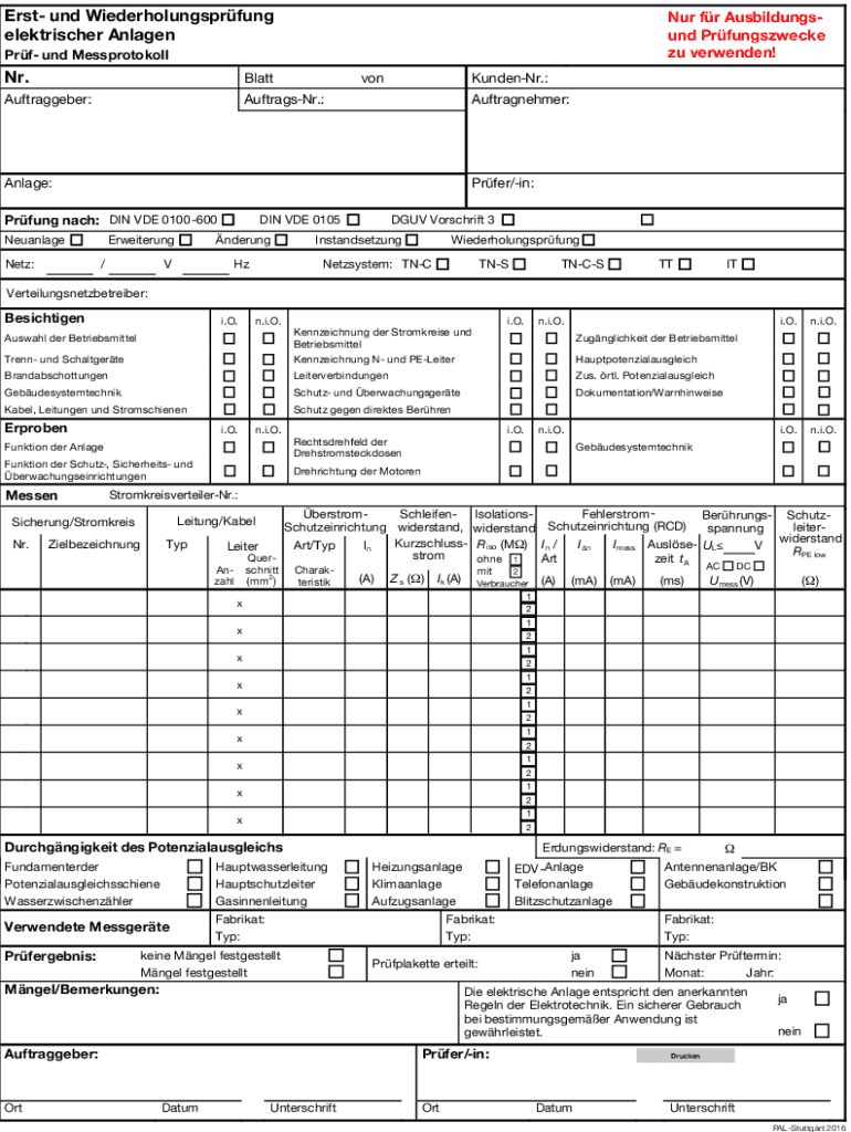  Din Vde 0100 Teil 600 Pr Fprotokoll Vorlage Excel 2016