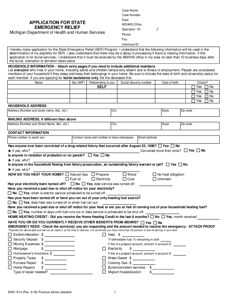 Application Michigan Dhs  Form