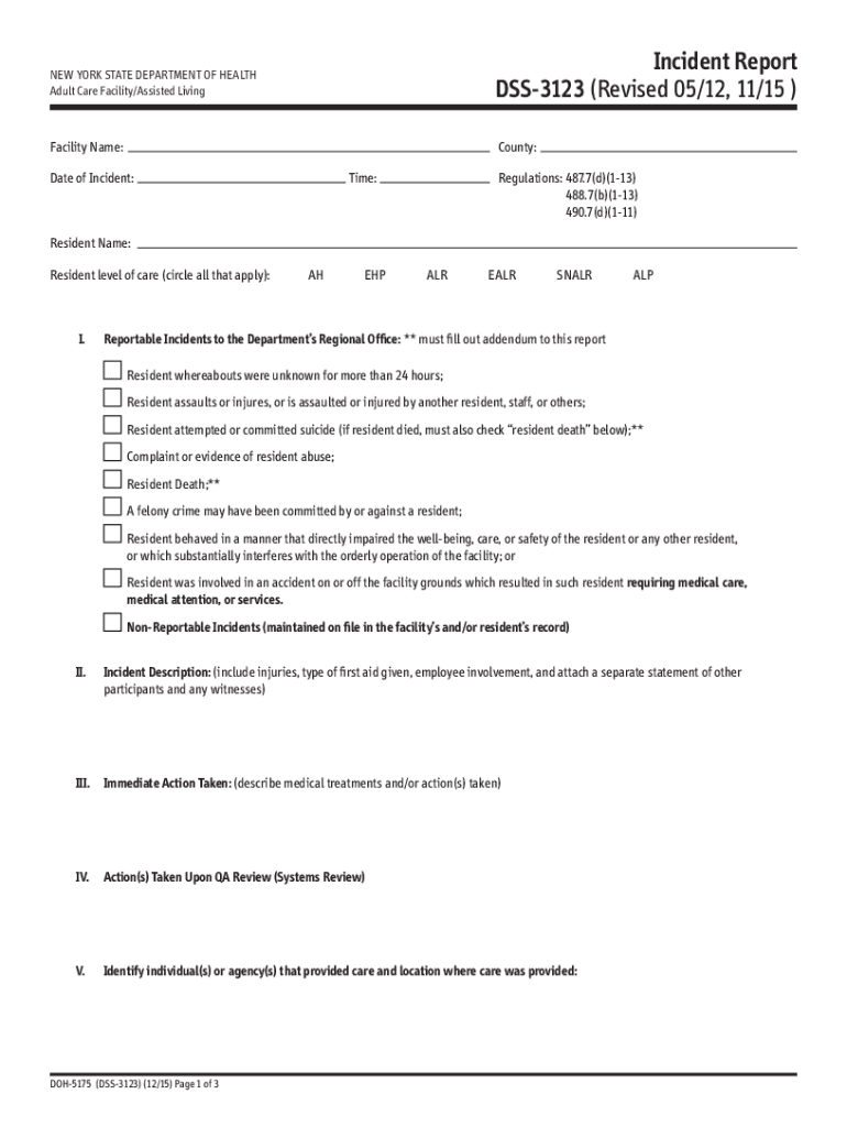 Doh Incident Report Fill and Sign Printable Template Online  Form