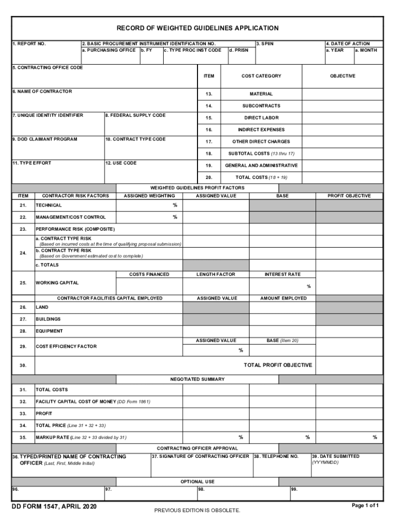 Handout Developing Objectives Weighted Guidelines Method  Form