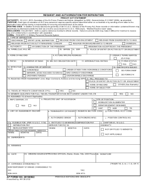 Get And Sign Af Form 100 Request And Authorization For Separation